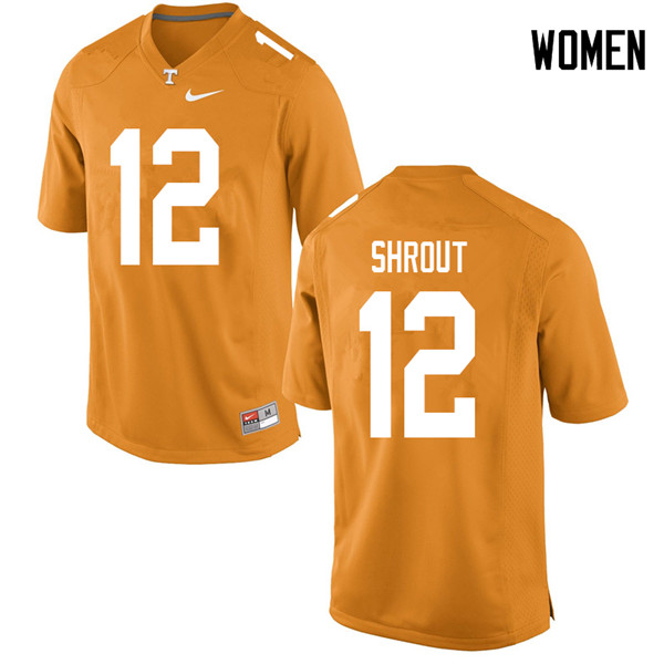 Women #12 JT Shrout Tennessee Volunteers College Football Jerseys Sale-Orange